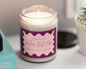 World's Best Mom: Mother’s Day Gift Aromatherapy Candle, Relaxing Spa Home Decor Scented Candle, Easy Last Minute Gift Basket Idea
