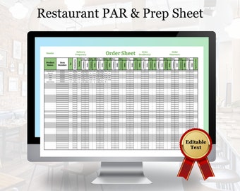 Simple Dated Restaurant Par Sheet - Order Delivery - Inventory Tracker Count - Google Sheets Template - Editable Fillable - Ready Download