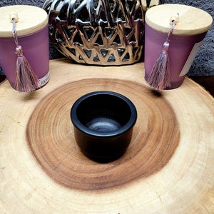 Black SOAPSTONE Bowl --- 3&quot; in Diameter --- Altar Smudge Pot, resin charcoal burner, crystal display and storage