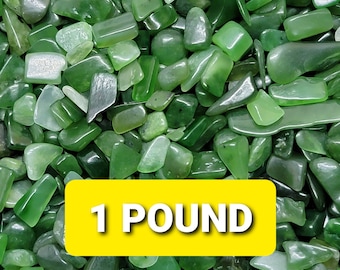 1 Pound NEPHRITE JADE Gemstone Chips --- 1 POUND  (16 ozs) --- Polished / Tumbled--- Grade A --- (gemstone chips)