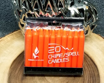 Box of ORANGE Mini / Chime Candles --- 20 mini / Chime candles --- 4" Tall
