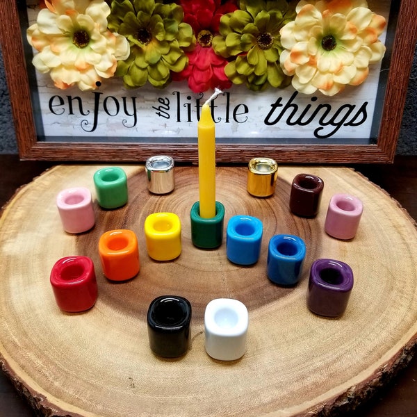 CERAMIC HOLDERS for Chime / Mini Ritual Candles --- PICK Your Favorite Color --- 15 Colors Available ! --- chimeholder