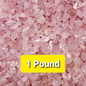 1 Pound ROSE QUARTZ Gemstone Chips 1 POUND 16 ozs Polished / Tumbled Grade A gemstone chips image 1