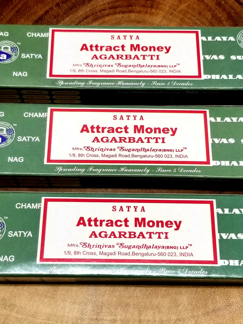 1 Box ATTRACT MONEY Incense Sticks 15 G grams Satya Etsy