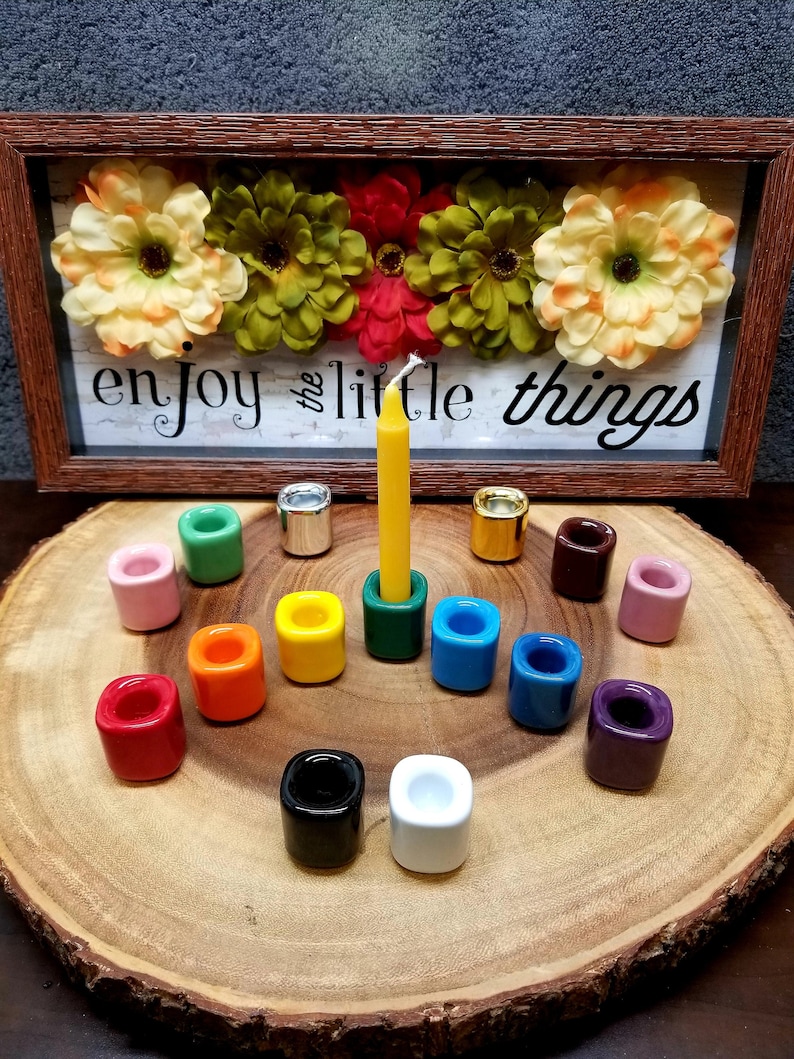 CERAMIC HOLDERS for Chime / Mini Ritual Candles PICK Your Favorite Color 15 Colors Available chimeholder image 1