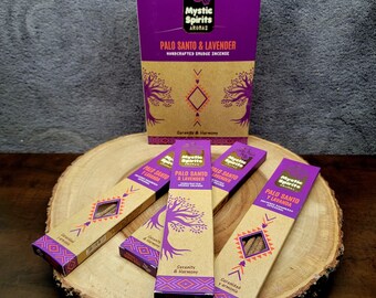 PALO SANTO and LAVENDER Incense Sticks (smudge) --- from Mystic Spirits / Hari Darshan --- 8 sticks per package