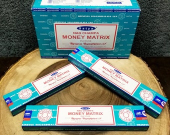 1 Box Nag Champa MONEY MATRIX Incense Sticks --- 15 g (grams) --- Satya Sai Baba