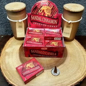 SANDALWOOD and CINNAMON Incense Cones --- Box of 10 Cones --- By HEM