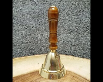 WOOD Handle BRASS BELL --- 5 1/2" Tall --- #NAi107