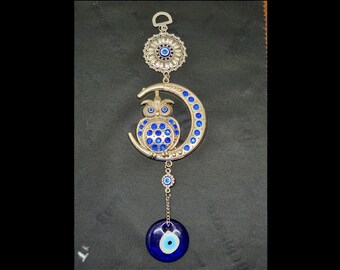 EVIL EYE Owl Wall Hanging --- About 9 1/2" Long --- Protection From Curses / the evil eye