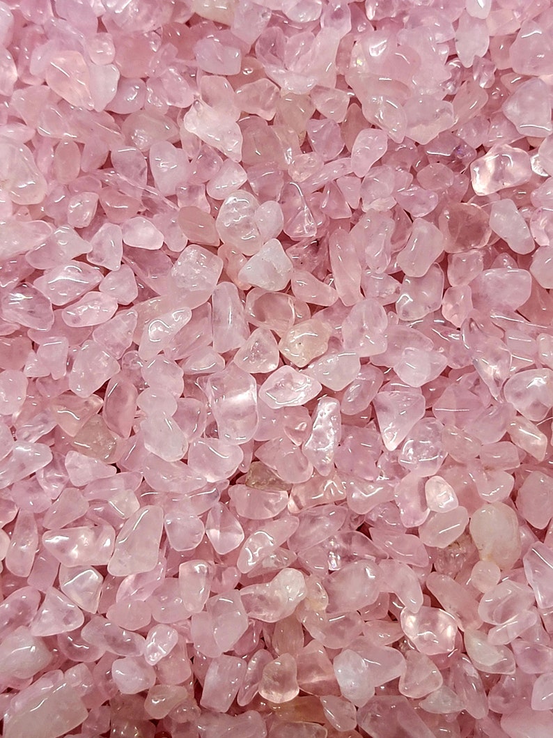 1 Pound ROSE QUARTZ Gemstone Chips 1 POUND 16 ozs Polished / Tumbled Grade A gemstone chips image 2