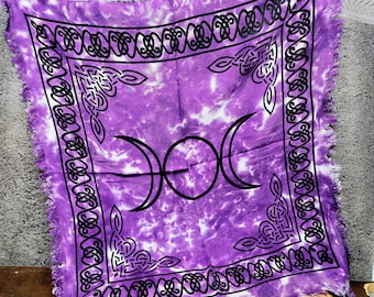 TRIPLE MOON ALTAR Cloth --- Purple Tie-Dye --- 100% Cotton --- 18" x 18" --- SC90