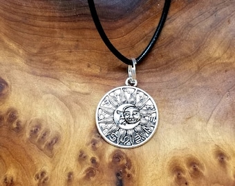ZODIAC Signs with SUN / MOON necklace / pendant / charm --- About 1" Wide -- Lead and Nickle Free --- (com, #pendB107412)