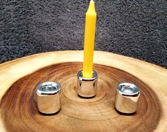 Metallic SILVER CERAMIC HOLDER for Chime / Mini Ritual Candles --- Solid Silver --- chimeholder