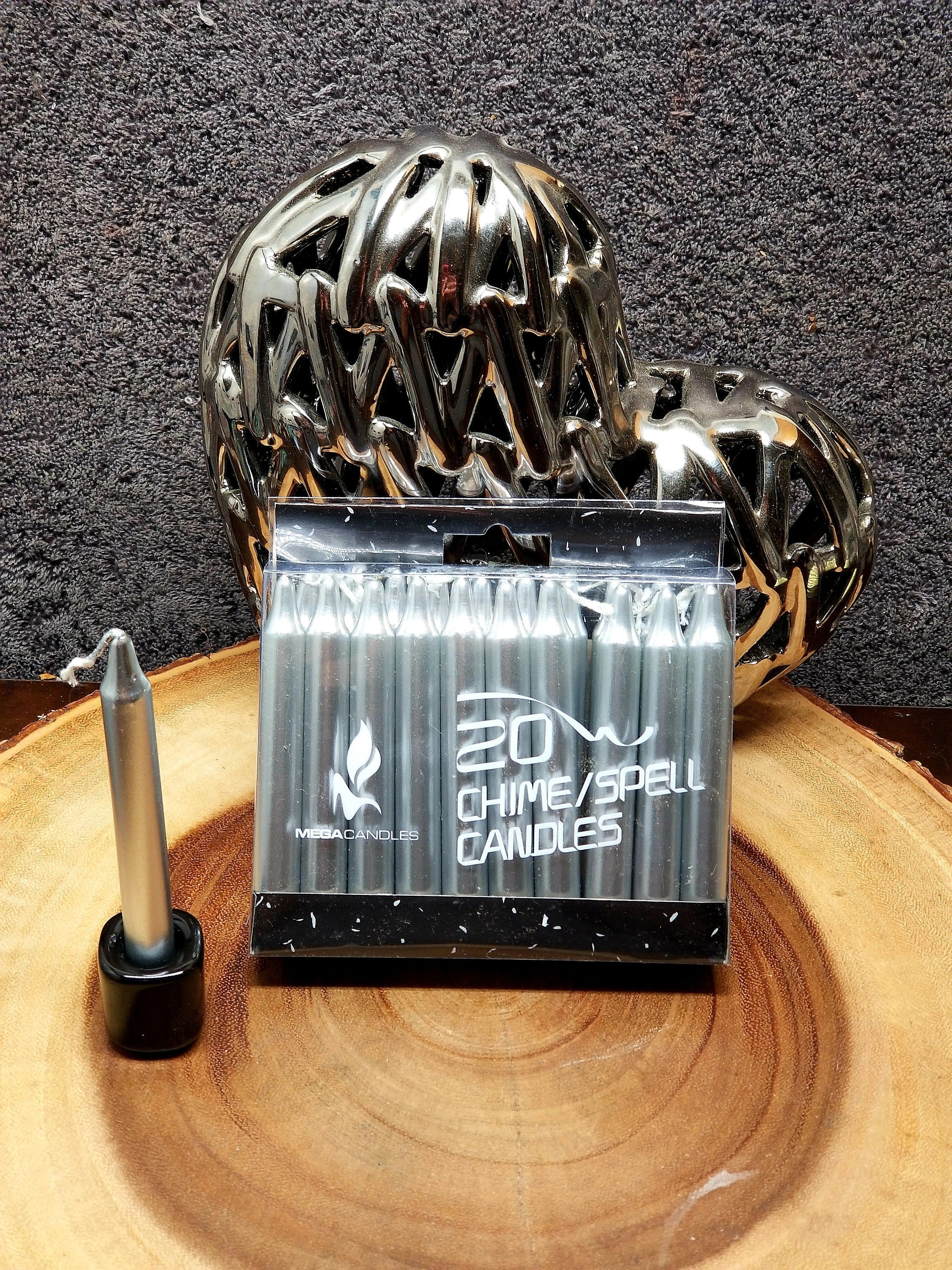 Mini Chime Box of METALLIC SILVER Mini / Chime Candles --- 20 Mini / Chime Candles ...