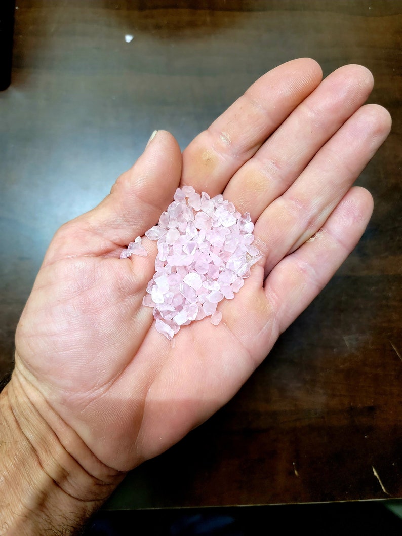 1 Pound ROSE QUARTZ Gemstone Chips 1 POUND 16 ozs Polished / Tumbled Grade A gemstone chips image 3