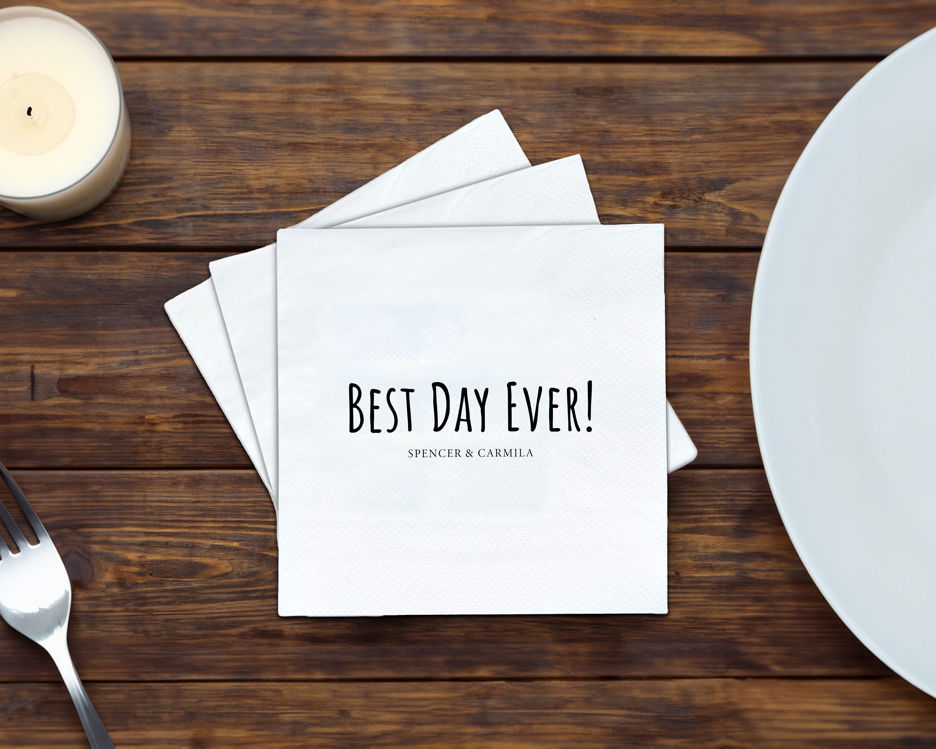 Best Day Ever Party Napkins, Personalized Napkins Engagement, Napkins