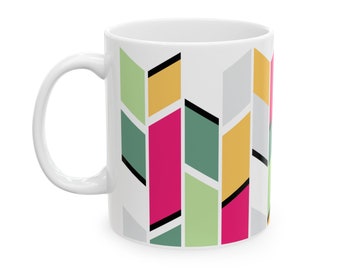 Ceramic Mug, 11oz - geometric abstract colorful - DISETTO