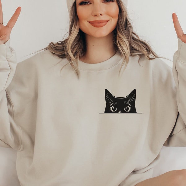Cute Cat Halloween Sweatshirt,Halloween Costume, Womens Halloween Sweatshirt, Fall Sweatshirt, Halloween Party Shirt, Halloween Gift For Her