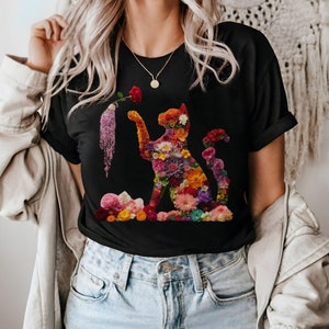 Cat Mom Shirt Floral Cat Shirt Cat Mom Floral Cat Lover Flower Shirt Animal Lover shirt Gardener Shirt Cat Lover Shirt For Cat Gift for Mom