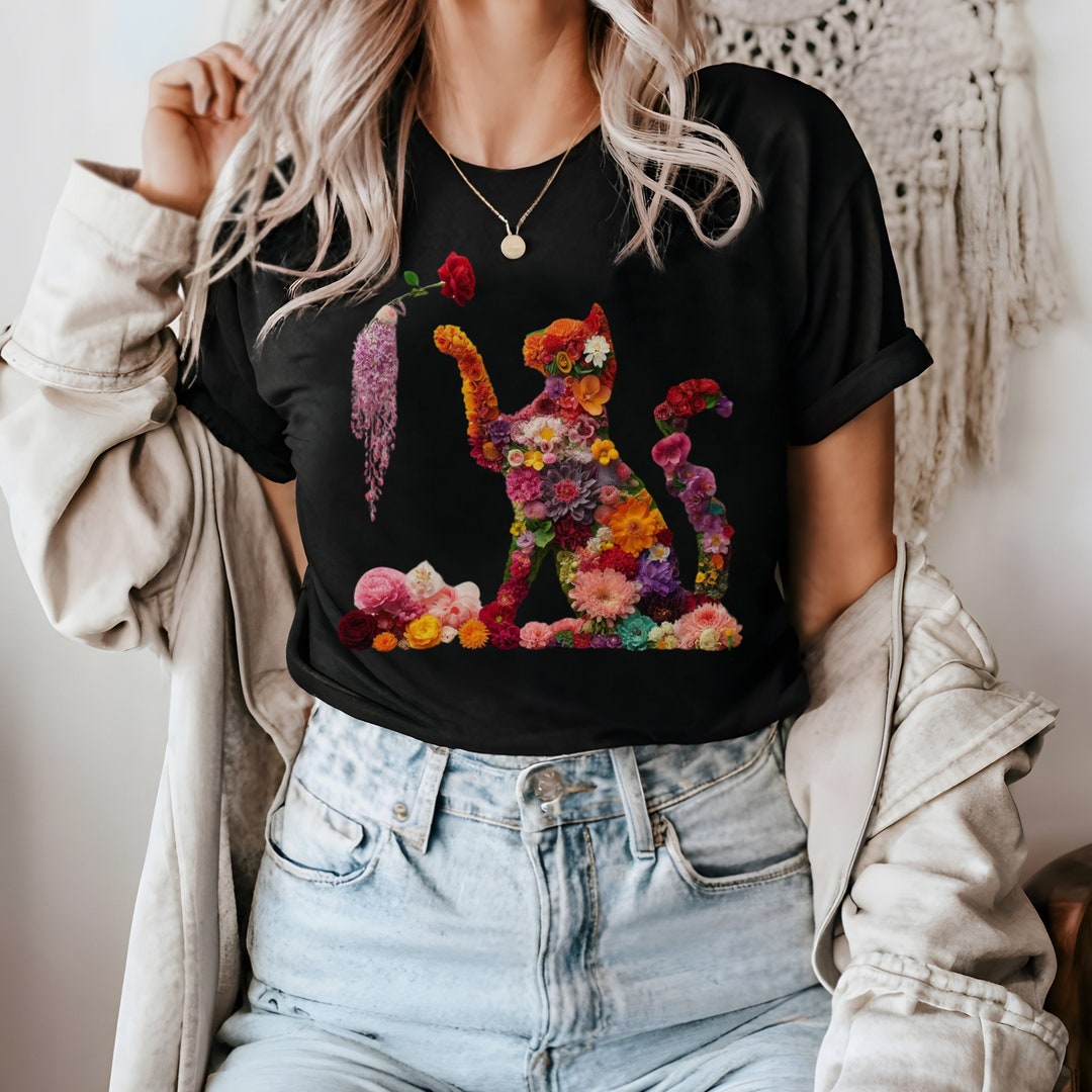 Cat Mom Shirt Floral Cat Shirt Cat Mom Floral Cat Lover Flower Shirt ...