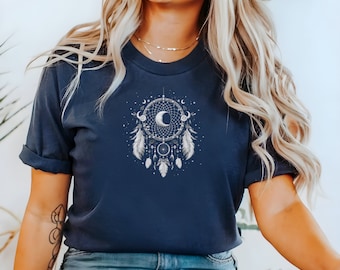 Dreamcatcher T Shirt, Boho Clothing, Spiritual Tee Shirt, Celestial Shirt, Yoga Shirt, Zen Buddhism, Gift for her, Gift for him