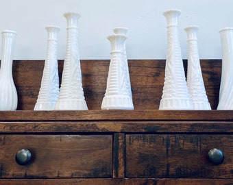 Milk Glass Fluted Vases