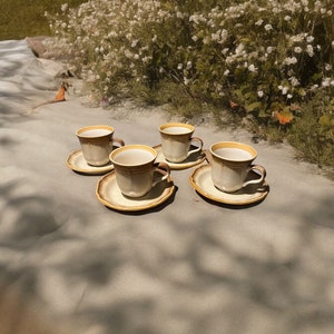 Mikasa vintage / Integrale E8000 / Set tazza da tè e piattino in gres con piedino / Prodotto in Giappone