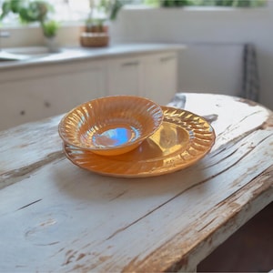 Anchor Hocking Peach Lustre Swirl Serving Pieces