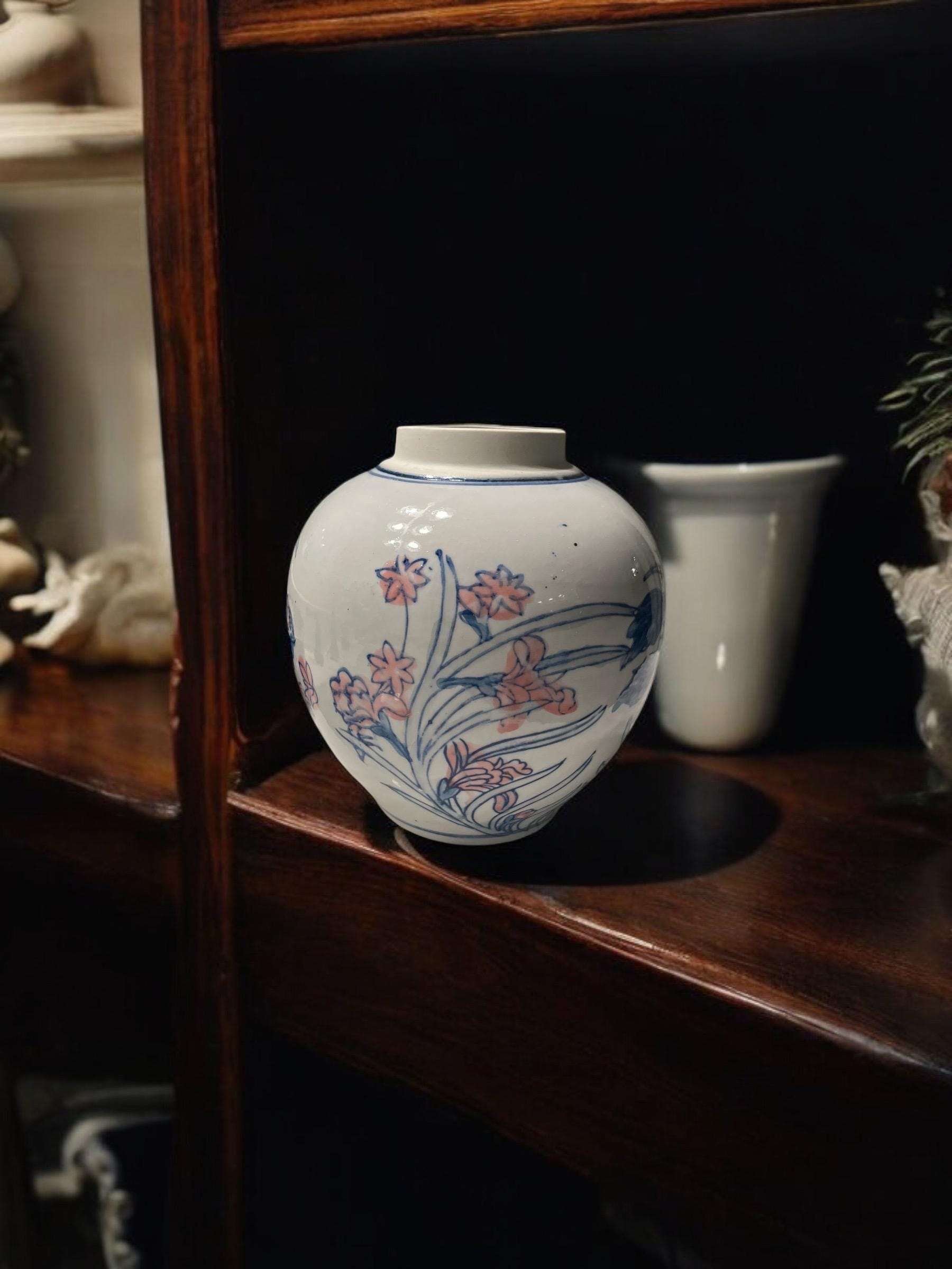 ヴィンテージ シノワズリ プランター | 大型シノワズリ花瓶 | 花柄磁器