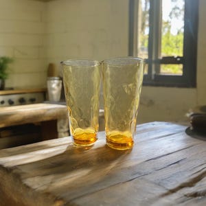 Vintage Amber Dimple Muster Design 6,5 &quot;Hoch Trinkgläser 2er Set