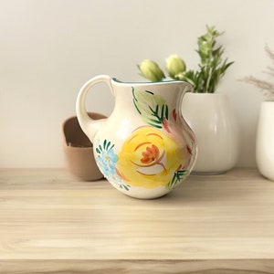 Vintage Italian Floral Ceramic Pitcher