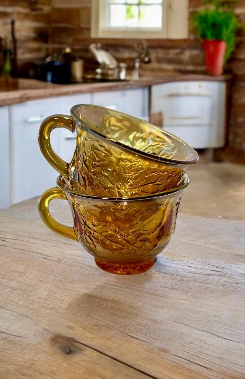 Marigold Grape Carnival Glass Teacup Set of 2 - Etsy