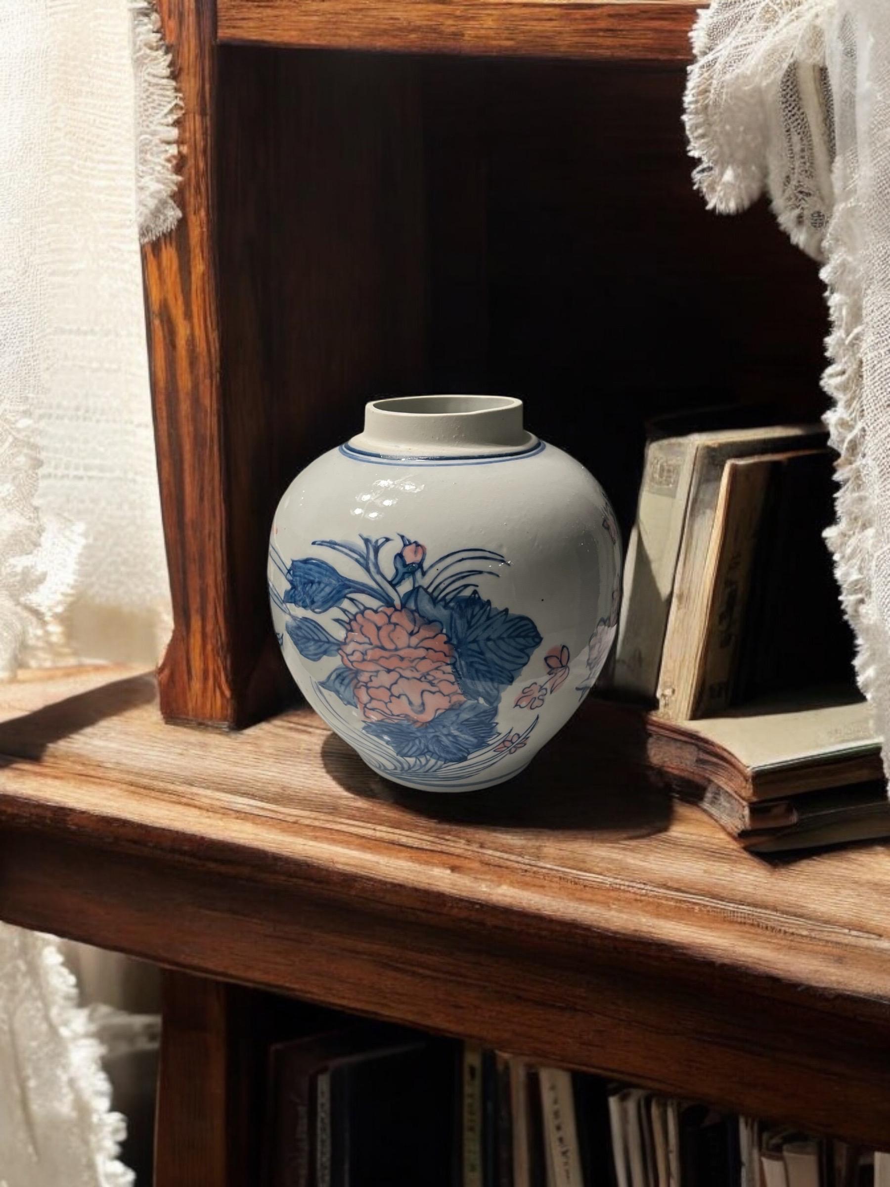 ヴィンテージ シノワズリ プランター | 大型シノワズリ花瓶 | 花柄磁器