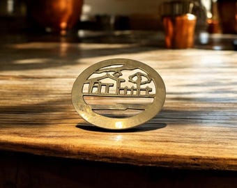 Vintage messing onderzetter | Vintage messing decor