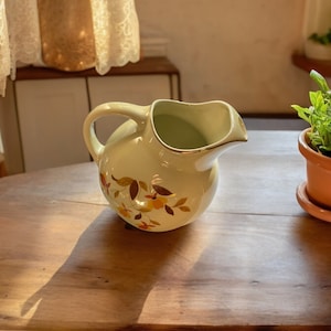 MCM Hall Pottery Ball Jug with Ice Lip Autumn Leaf