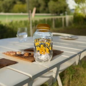 Vtg 1983 Cute Boy & Girl Lemonade Stand Glass Sun Tea Jar
