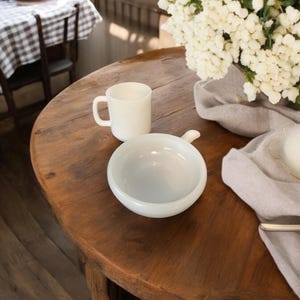 Vintage Milk Glass Breakfast Set | Milk Glass Mug | Milk Glass Handled Dish | Glassbake