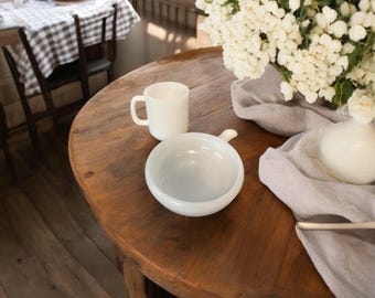 Vintage Milk Glass Breakfast Set | Milk Glass Mug | Milk Glass Handled Dish | Glassbake