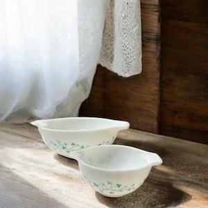 Pyrex Green Ivy Cinderella Bowl Mixing Bowl Chip and Dip 2 Piece Set 4 ...