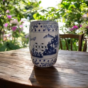 Mid Century Modern Chinoiserie Garden Stool | Oriental Garden Stool