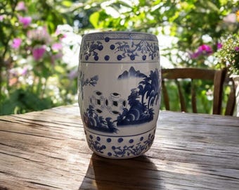Mid Century Modern Chinoiserie Garden Stool | Oriental Garden Stool