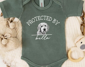 Washed Baby Onesie®, Custom Dog Portrait Onesie®, Baby Shower Gift, Baby Announcement, Personalized Baby Gift, New Baby Gift, Dog Lover Gift