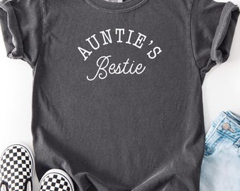 Comfort Colors® Kids Shirt, Auntie's Bestie T-Shirt, Comfort Colors®, Gift from Aunt, Niece and Nephew Gift, Vintage Style Kids Tee