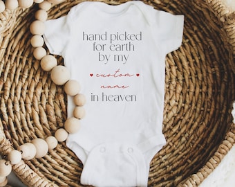 Handpicked For Earth Onesie®, In Heaven Onesie®, Baby Announcement Onesie®, Custom Onesie®, Baby Onesie®, Heaven Sent Onesie®, New Baby Gift