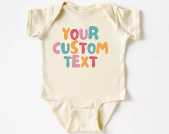 Retro Custom Text Bodysuit, Your Custom Here, Custom Your Text Baby Bodysuit, Custom Name Onesie®, Custom Text Printed, Custom Baby Bodysuit