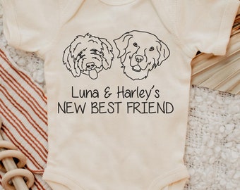 New Best Friend Onesie®, Newborn Gift, Dog Lover, Custom Baby Onesie®, New Baby Gift, Dog, Dog Portrait, Custom Dog, Coming Home Outfit