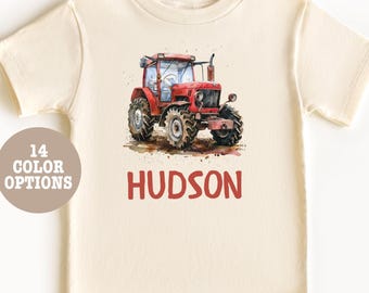 Personalized Tractor Kids Shirt, Farmer Kids Shirt, Tractor Lover Kids Shirt, Kids Birthday Shirt, Natural Kids Shirts, Farm Tractor Shirts