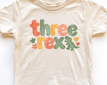 Three Rex Dinosaur Birthday Shirt, Toddler 3rd Birthday Tee, Dino Gift