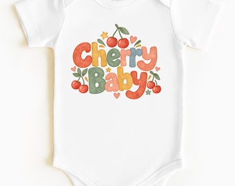 Cherry Baby Bodysuit, Cute Cherry Outfit, Short & Long Sleeve, Baby Shower Gift